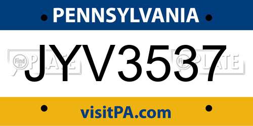 JYV3537 Pennsylvania License Plate