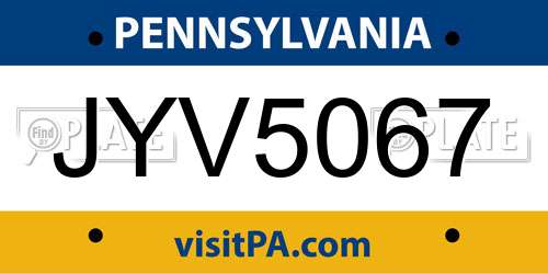 JYV5067 Pennsylvania License Plate