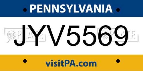 JYV5569 Pennsylvania License Plate