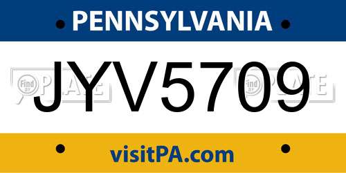 JYV5709 Pennsylvania License Plate