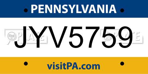 JYV5759 Pennsylvania License Plate