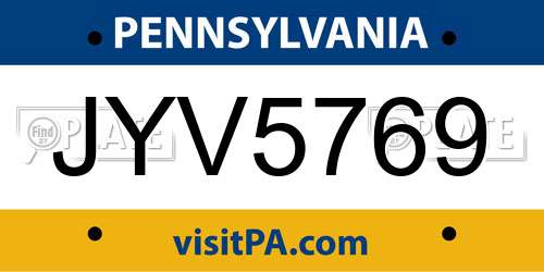 JYV5769 Pennsylvania License Plate