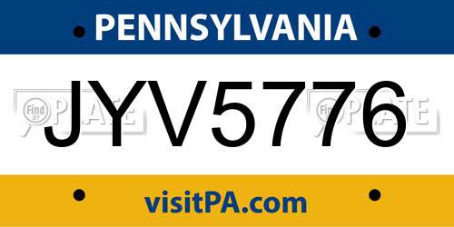 JYV5776 Pennsylvania License Plate