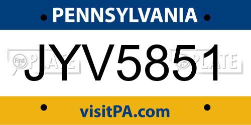 JYV5851 Pennsylvania License Plate