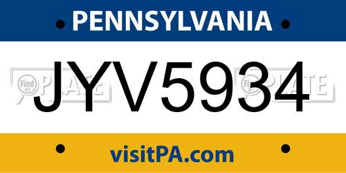 JYV5934 Pennsylvania License Plate
