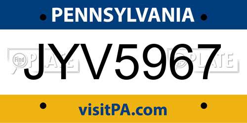 JYV5967 Pennsylvania License Plate