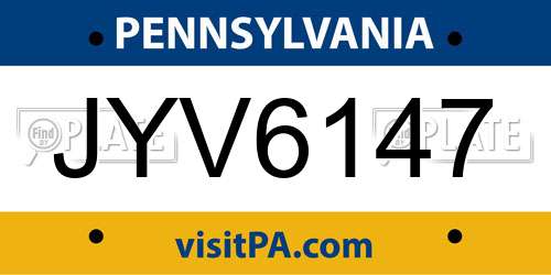 JYV6147 Pennsylvania License Plate