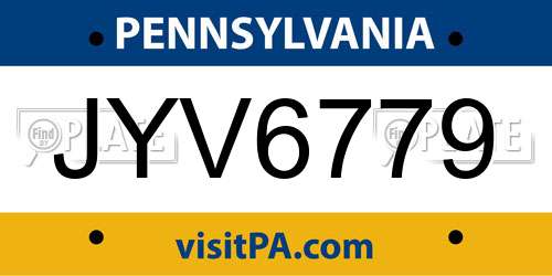 JYV6779 Pennsylvania License Plate