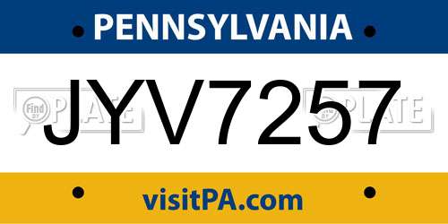 JYV7257 Pennsylvania License Plate