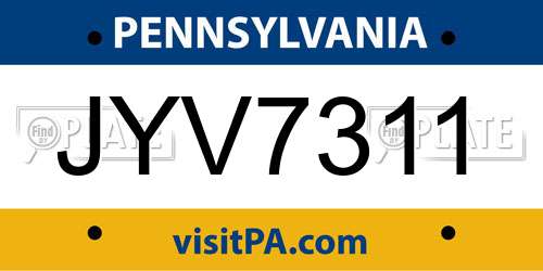 JYV7311 Pennsylvania License Plate