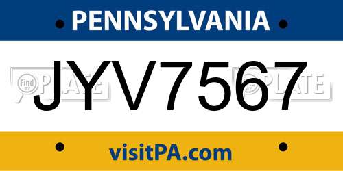JYV7567 Pennsylvania License Plate