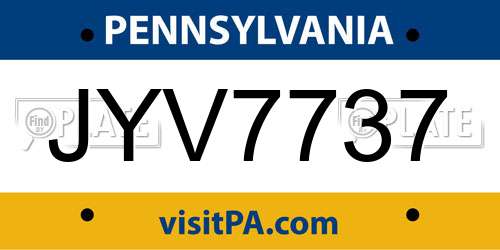 JYV7737 Pennsylvania License Plate