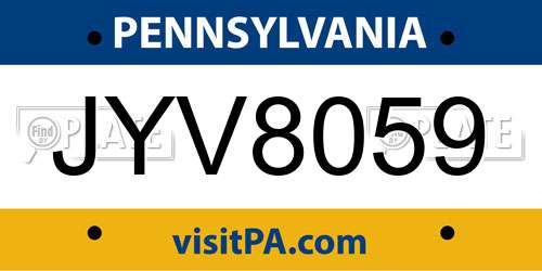 JYV8059 Pennsylvania License Plate