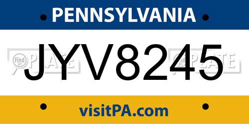 JYV8245 Pennsylvania License Plate