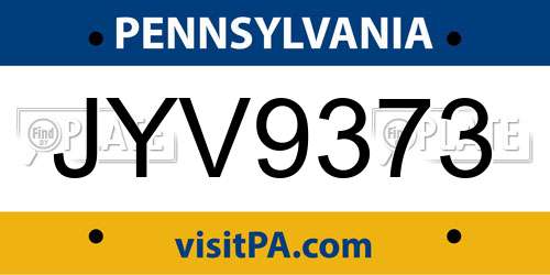JYV9373 Pennsylvania License Plate