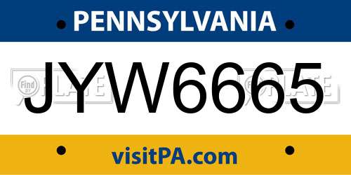 JYW6665 Pennsylvania License Plate