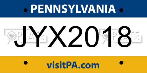 JYX2018 Pennsylvania License Plate