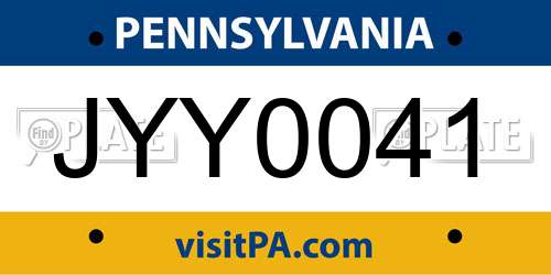 JYY0041 Pennsylvania License Plate