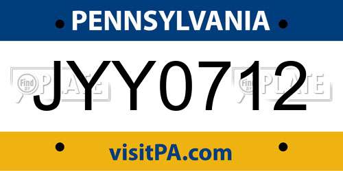 JYY0712 Pennsylvania License Plate