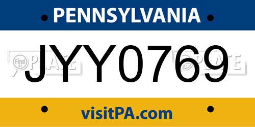 JYY0769 Pennsylvania License Plate