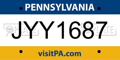 JYY1687 Pennsylvania License Plate