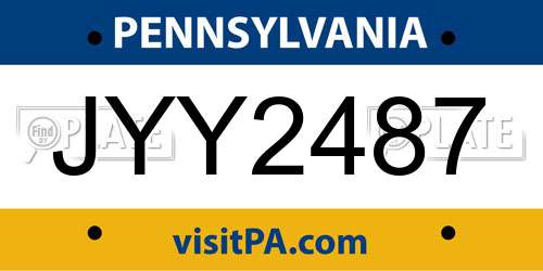 JYY2487 Pennsylvania License Plate