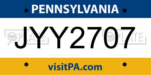 JYY2707 Pennsylvania License Plate