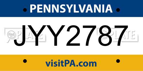 JYY2787 Pennsylvania License Plate