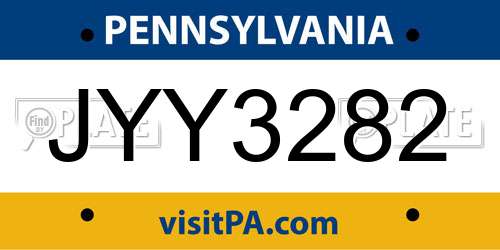 JYY3282 Pennsylvania License Plate