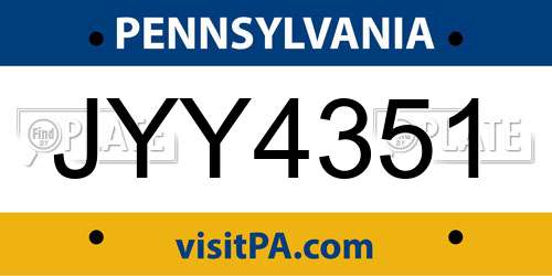JYY4351 Pennsylvania License Plate