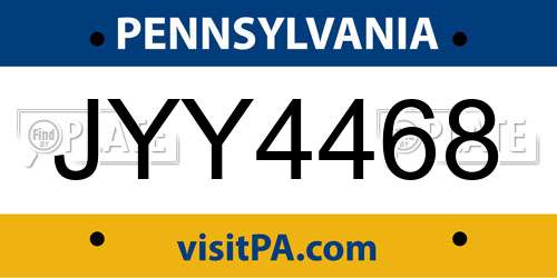 JYY4468 Pennsylvania License Plate