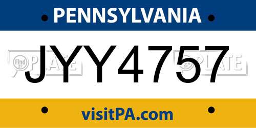 JYY4757 Pennsylvania License Plate
