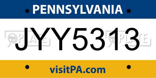 JYY5313 Pennsylvania License Plate