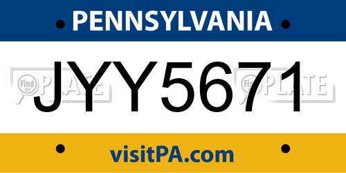 JYY5671 Pennsylvania License Plate