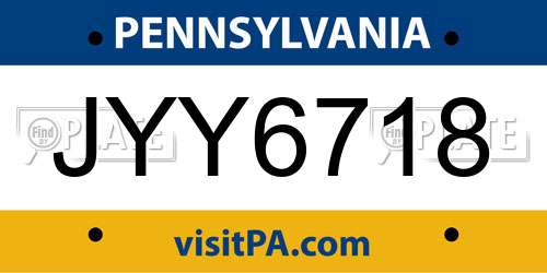 JYY6718 Pennsylvania License Plate