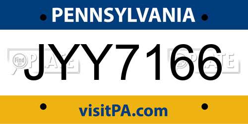 JYY7166 Pennsylvania License Plate