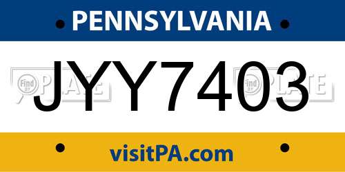 JYY7403 Pennsylvania License Plate