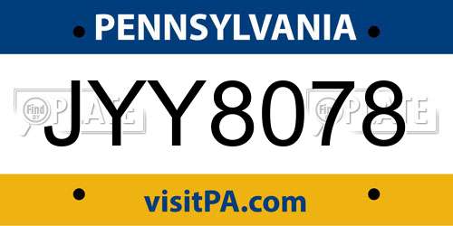 JYY8078 Pennsylvania License Plate