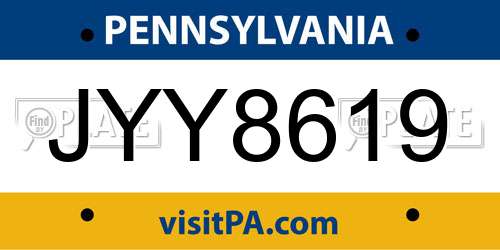 JYY8619 Pennsylvania License Plate
