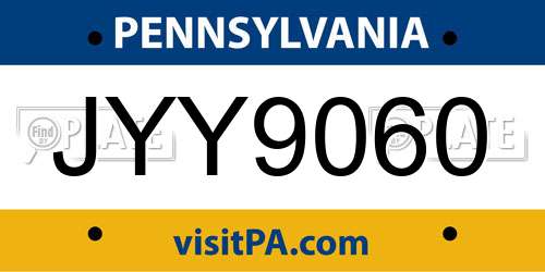 JYY9060 Pennsylvania License Plate