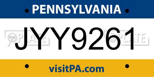 JYY9261 Pennsylvania License Plate