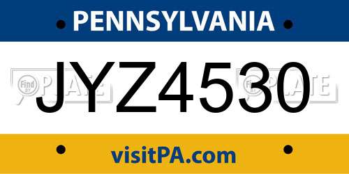 JYZ4530 Pennsylvania License Plate