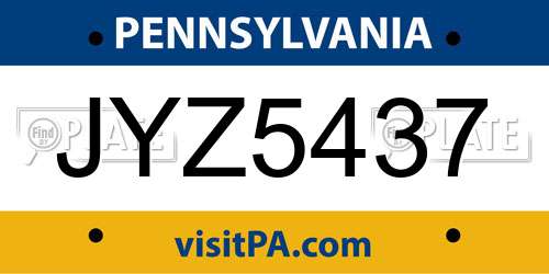JYZ5437 Pennsylvania License Plate