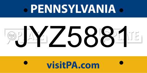 JYZ5881 Pennsylvania License Plate