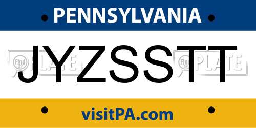 JYZSSTT Pennsylvania License Plate