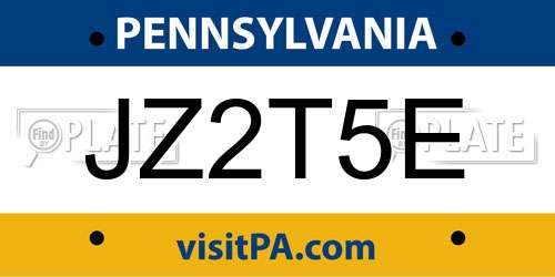 JZ2T5E Pennsylvania License Plate