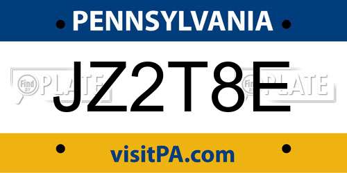 JZ2T8E Pennsylvania License Plate