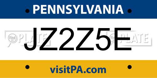 JZ2Z5E Pennsylvania License Plate