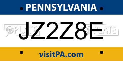 JZ2Z8E Pennsylvania License Plate