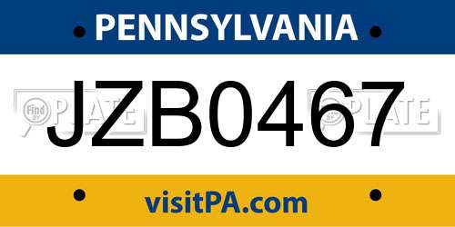JZB0467 Pennsylvania License Plate